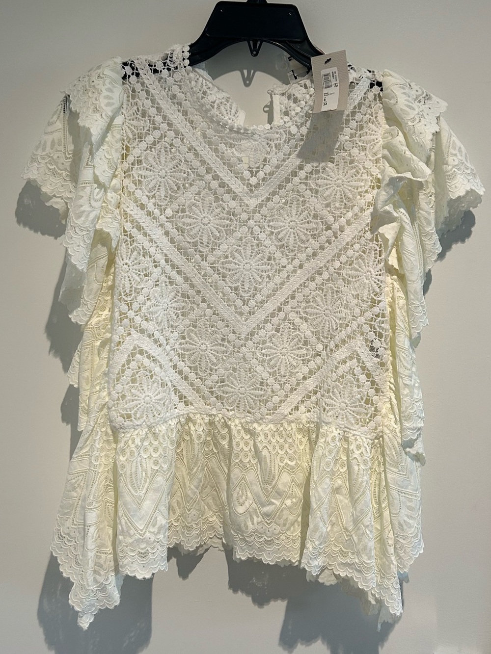 River Island Cream Lace Peplum Blouse